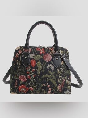 NWT! SIGNARE “Morning Garden, Black” Tapestry Bag